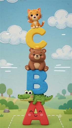 Learning ABCs! Animal Letter Tower Game 🦒 (A-E) #abc #kids #education #animals