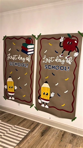 First and last day of school banner backdrops 🤩🍎📚 | paint