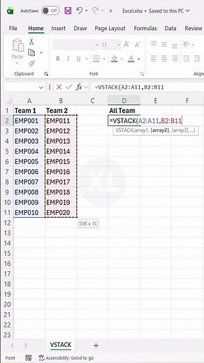 Merge Multiple Ranges into One Column Instantly #excel #excelforbeginners #excelshortcuts #office