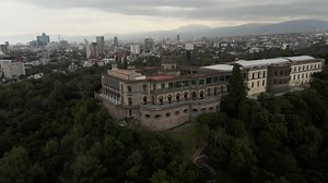 Chapultepec Castle, aerial Mexico City historic royal palace, North America | Premium Stock Video Footage