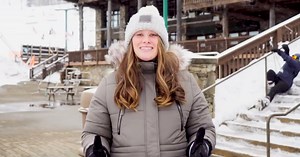 A hilarious viral video shows a skier struggling on icy steps — but is it real?