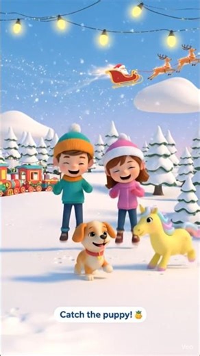 Puppy Jump Fun 🐶❄️ Cute Kids Cartoon “Catch the puppy! 🐶❄️” #Shorts