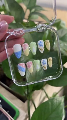 Easter Bunny Press on Nails, Pastel Spring Nails, Cutte Rabbit Floral Nail Set, Handmade - Etsy