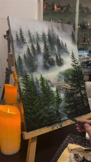 Calm my soul😌Thanks for the order ✅ "Misty Forest"Acrylic Painting on canvas 30x40cm #art