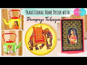 3 AMAZING Ways To Give Traditional Look To LIVING ROOM | Decoupage with Indian Traditional Style