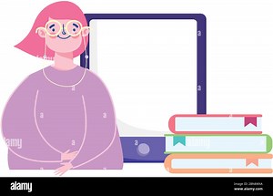 online education, student with glasses mobile stack books and ruler triangle vector illustration Stock Vector Image & Art - Alamy