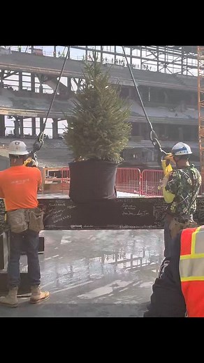 The beam lifted up by crane for the Topping Out ceremony at the new Nissan Stadium. | Turron Davenport