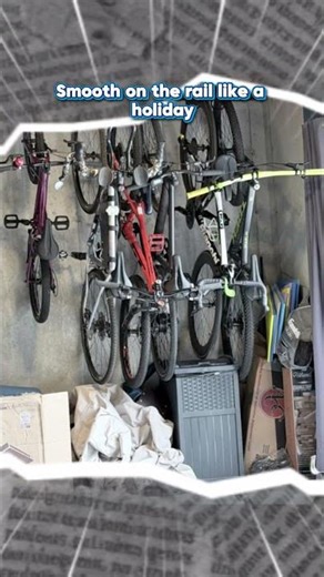 Bikes in the way can ruin the day 😫 HandT Sliding Bike Rack moves them away 😌👆