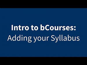 Adding Your Syllabus in bCourses