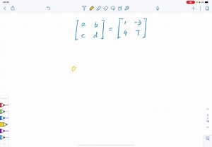 Determine the value of the literal numbers in each of the given matrix equalities. If the matrices cannot be equal, explain why. [    a     b      c     d]=[    1     -3      4     7] | Numerade