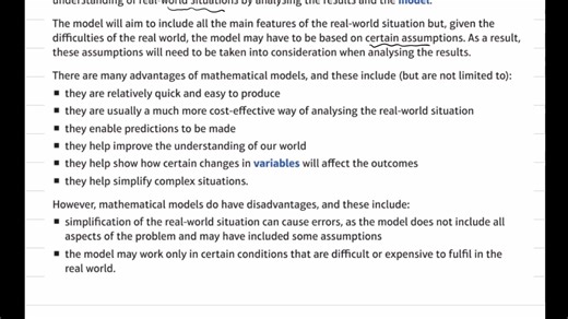 爱德思数学S1第一章：数学建模 Mathematical modelling