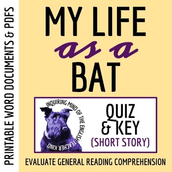 "My Life as a Bat" by Margaret Atwood Quiz & Answer Key | Short Story Assessment