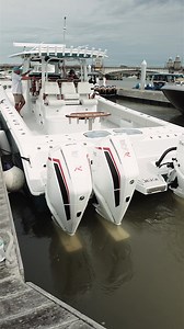 The Freeman Boatworks 47, powered by 4 new Mercury Racing 500Rs. This offshore catamaran with loads of pedigree has a superb power package! It’s a joy to drive and can cover distances with ease. When testing at the Mercury Racing 50th Celebration and 500R launch, TMS quotes “It’s an absolute tank on water!”. #Freeman47 #mercuryracing #500R #mercurymarine #wideopen #catamaran #Powerboatandrib #PBR #powerboat #boating #powerboats #boatengine #BoatTest #seatrial #BoatTour #BoatReview #fishing #boat