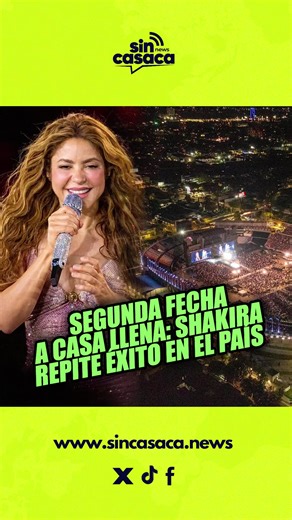 ¡Segunda fecha a casa llena! Shakira repite éxito en El Salvador 🌟🎤🇸🇻. El público volvió a responder y convirtió la noche en una fiesta total, con salvadoreños y turistas coreando cada canción. La residencia sigue marcando historia y posicionándose como uno de los eventos más importantes del año 🎶✨. #NoticiasSV #Shakira #ConciertoSV #ResidenciaMusical #ElSalvador