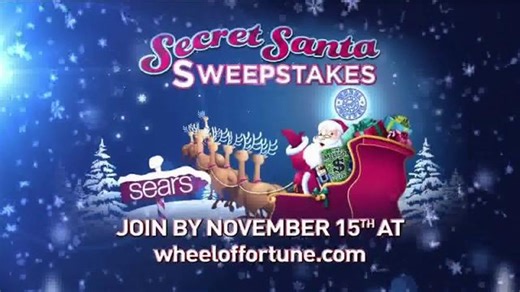 Sears Secret Santa Sweepstakes TV Spot, 'Wheel of Fortune: Could Be Yours'
