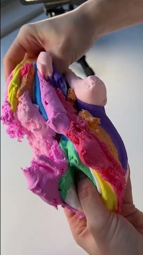 What should I do with these colourful clay chunks? 👀 #shorts #slime #asmr