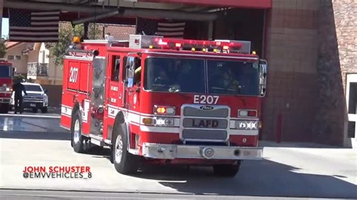 John Schuster on Instagram: "LAFD *NEW* Engine 207 is seen here responding to its first ever call on the 5 freeway with Engine 77 on April 7th. Engine 207 is a newly added Paramedic Assessment engine housed at station 7. @losangelesfiredepartment @joinlafd @piercemfg @lafdvalleybureau #losangeles #losangelesfire #losangelesfiredepartment #engine207 #piercemfg #piercearrowxt #pierce #pumper #fireengine #firetruck #emvvehicles_8 #fire #firefighter #panoramacity #sfv #sanfernandovalley #california 