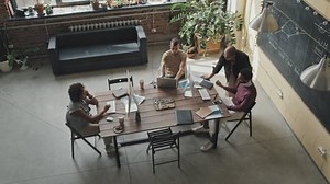 High-angle Four Multiethnic Women Men Using Stock Footage Video (100% Royalty-free) 1085490371 | Shutterstock