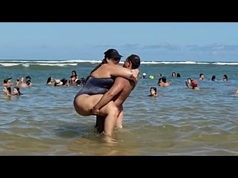Shoulder Ride + Lift and Carry on Brazilian Beach, Paradise