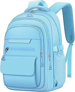 AFGWK Cute Backpack for School Teen Girls Blue Bookbag Aesthetic Womens Travel Book Bags for School Kids Student Back Packs