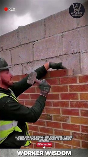 Brick Wall Demolition | Workers Breaking Down a brick Wall #workwonders #construction