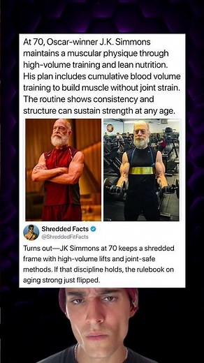 At 70, Oscar-winner J.K. Simmons maintains a muscular physique through high-volume training