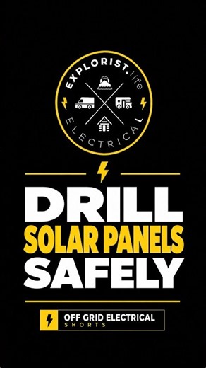 Drill solar panel frames slowly and back them with wood to control the bit and protect the panel.