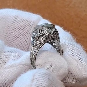 Antique Diamond Filigree Ring: Art Deco 18K White Gold - Etsy