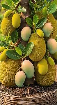 A new idea for propagating Jake fruit trees with mango to produce fruit together.#growing #mango