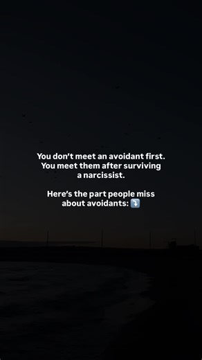 Secure love | Healthy relationships | Attachment styles on Instagram: "1. After a narcissist, calm feels like relief. When you’ve lived in emotional intensity, love-bombing, and unpredictability, an avoidant’s steadiness can feel grounding. No drama. No explosions. Just space to breathe. 2. Avoidants don’t overwhelm - they under-respond. Compared to manipulation or emotional volatility, their distance feels respectful at first. You mistake absence of control for emotional safety. 3. They seem em