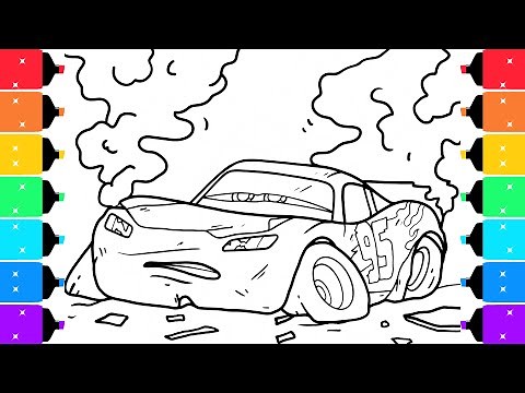 Coloring Lightning Mcqueen After Crash | Car 3 Coloring Page