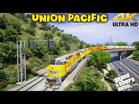 Union Pacific Long Freight Train Journey | GTA V Train Derail at Mining Site