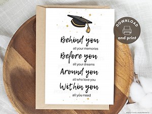 Printable Graduation Card, College High School Graduation Card, Inspirational Congratulations Quote, Class of 2025, Digital Download DIY Pdf - Etsy