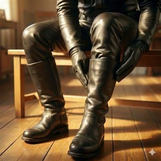 Getting boots on for a motorcycle ride #leather #fashion #latex #cosplay #boots