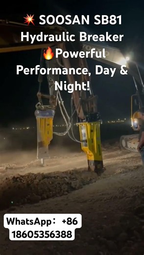🔨 🔥SOOSAN SB81 Hydraulic Breaker | Night Construction in Action