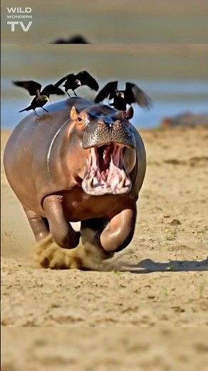 Fast & Furious Hippo Charge! 🦛💨 #animals #wildlife #wildtv #viral #shorts