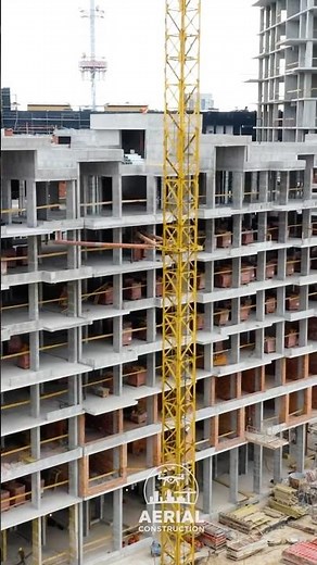Massive Construction Site From Above | Tower Cranes Building Concrete Structure