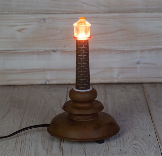 Handmade Lighthouse Lamp Night Light, Bakelite & Acrylic, Flame LED, 110V 220V, Unique Nautical Decor, 23 Cm - Etsy