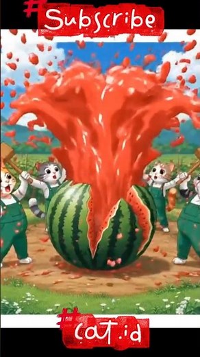 🍉 “Watermelon Blast – The Cats Split a Giant Melon! Part4 #Shorts#CreativeShorts #ViralShorts