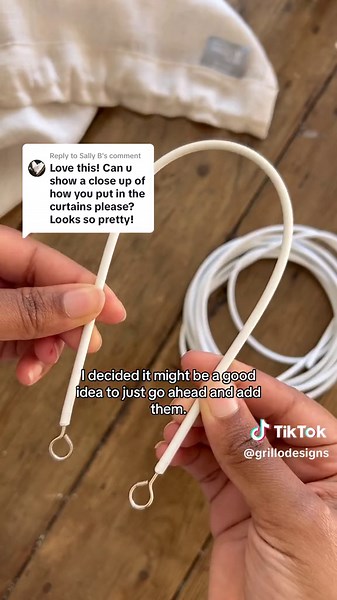 Replying to @Sally B Well here’s a very quick run through of how I did it. The curtains are custom made from Net Curtains Direct, and it was as simple as slipping the wire through the top and bottom opening of the curtain panels. I then screwed in the eyelet screws to the end of the wire, and attached them to the inside of the pantry door with the cup hooks. And that’s it! I think this pantry looks so much better with curtains because now everything isn’t on show, I don’t have to worry about kee