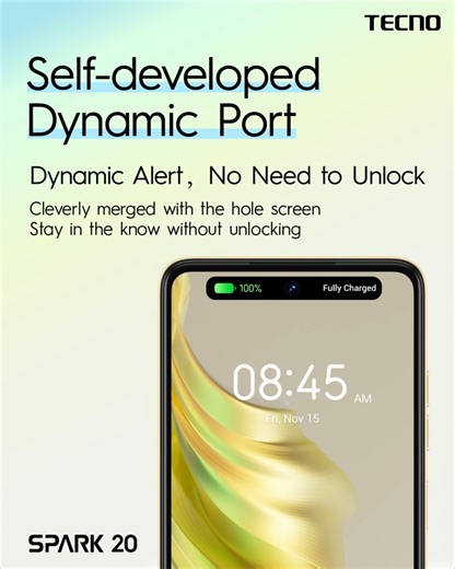48K views · 405 reactions | Ab baar baar phone unlock karne ki zaroorat nahi! Stay alert at a glance with the "Self-developed Dynamic Port" on the new SPARK 20. #Spark20 #SparkBeyond | TECNO Mobile Pakistan | Facebook