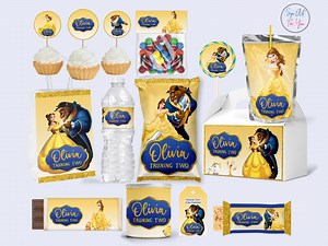 Princess Belle Birthday Party Favor Bundle (digital) - Etsy