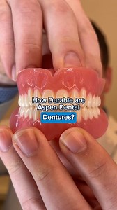 Our dentures are thinner and stronger than other dentures and built to last. Our durable, custom-made dentures are designed for comfort, functionality, and a natural look that keeps you smiling. 😁 💬 Want to know more about dentures? Ask us in the comments! #AspenDental #durabledentures #dentalcare #oralhealth #healthysmile | Aspen Dental