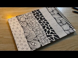 6 fun Zentangle patterns to relax and create 🖊️✨ Let’s draw together! #Zentangle #DoodleArt