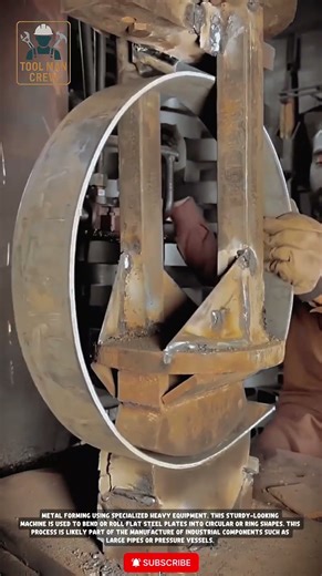 Steel Plate Bending Machine! Thick Steel Formed into Perfect Circles 🔩⚙️ #toolmancrew #tools