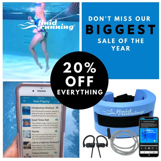 🔥Fluid Running Black Friday & Cyber Week Sale is ON NOW! 🔥 Don’t miss your chance to get our amazing pain-free low impact workout that burns LOTS of calories AND for a limited time, save 20%. Ready for a joint-friendly, year round workout? Fluid Running offers coached, low impact water workouts you can do indoors in cold weather and outdoors whenever and wherever it's warm. If you’ve been dealing with things like: ✅ Back, knee, hip, or foot discomfort ✅ Joint stiffness ✅ Weight Gain ✅ Feeling 