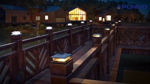 APONUO Solar Post Cap Lights 12 Pack for 4x4 5x5 6x6 Wood & Vinyl Fences - IP65 Waterproof, All-Night Auto On/Off, Warm/Cool White Light, Outdoor Deck Patio Garden (Black)