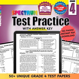 50  Test Papers Grade 4 Spectrum Test Practice All in One ESL School Math Social Activity Book for Students With Answer Key (digital PDF) - Etsy
