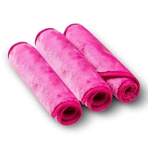 Makeup Remover Cloth Cleansing Towel - Chemical Free - Move Makeup Instantly with Just Water (3 Rosy)