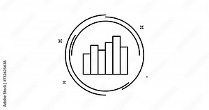 bar chart animated outline icon with alpha channel. bar chart rotation appearance 4k video animation for web, mobile and ui design